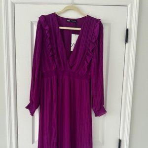 Zara NWT Purple V Neck dress